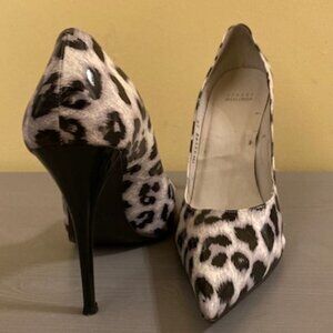 Stuart Weitzman black and white leopard print pumps, size 10